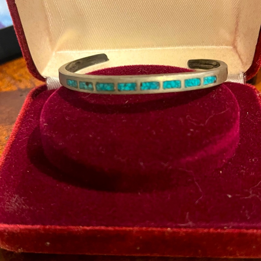 Vintage Turquoise Inlay Cuff